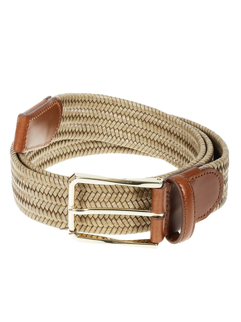 Canali Braided Calf Leather Belt With Polished Buckle