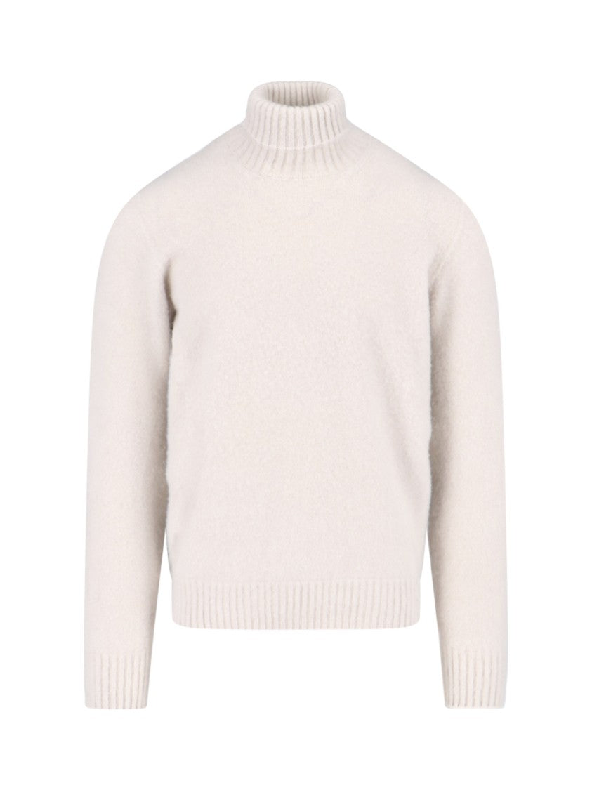 Drumohr Cashmere Sweater, Cream, Turtleneck, Long Sleeves