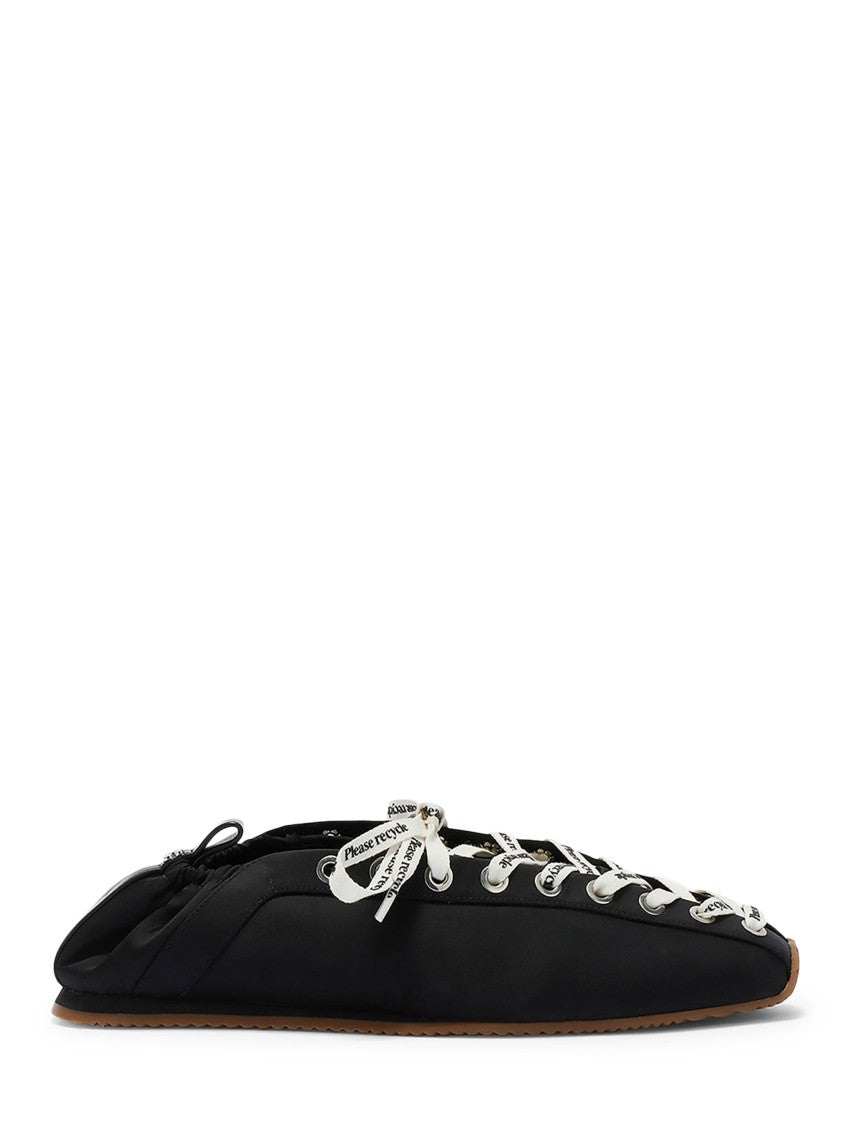 Ganni Lace-Up Sporty Nylon Ballerina Flats