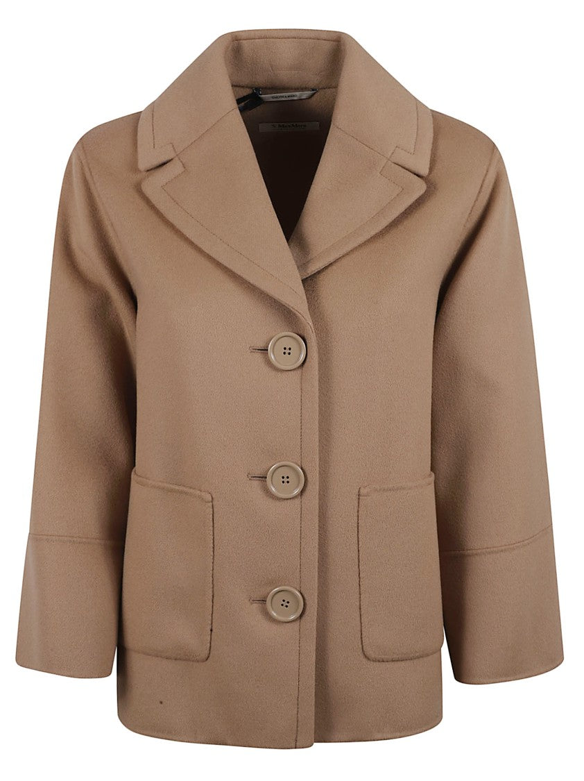 Max Mara Classic Brown Coat With Notched Collar