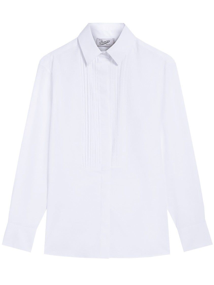 Pence White Miley Long Sleeve Cotton Shirt