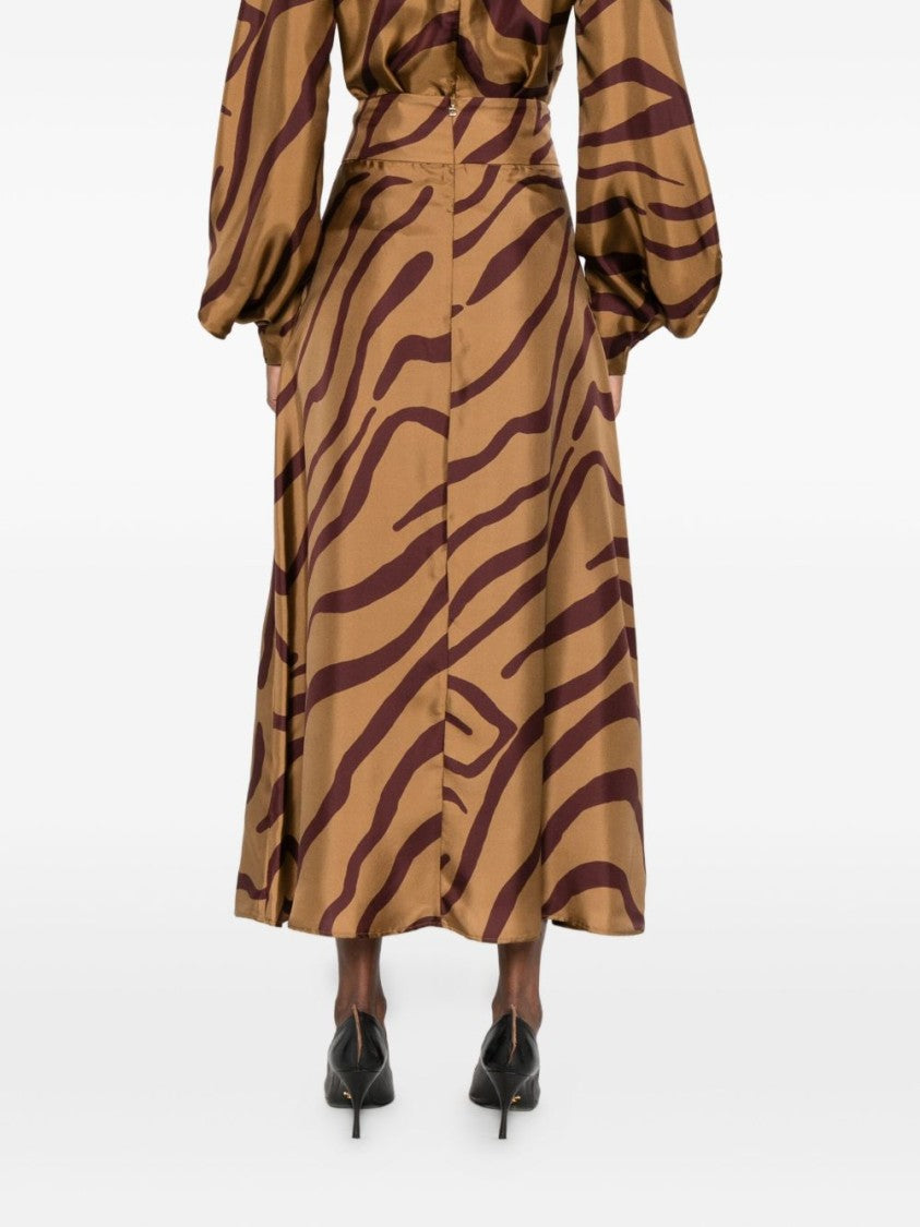 Raquel Diniz Midi-Length Silk Skirt With Abstract Zebra Print