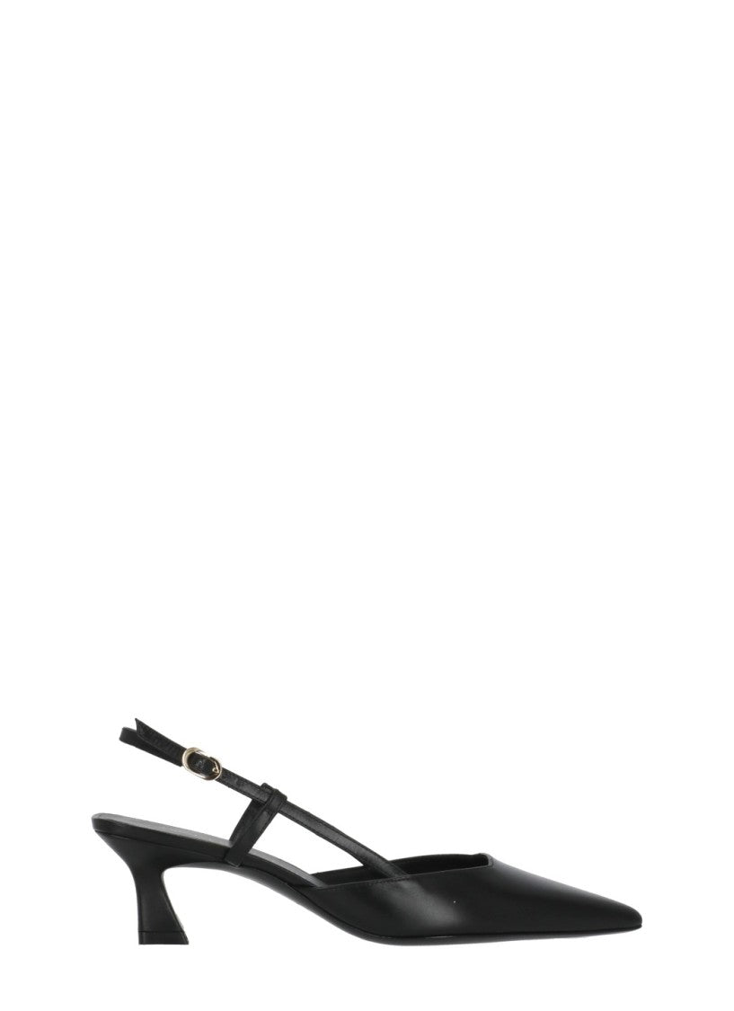 Stuart Weitzman Black Vinnie 50 Polished Leather Slingback