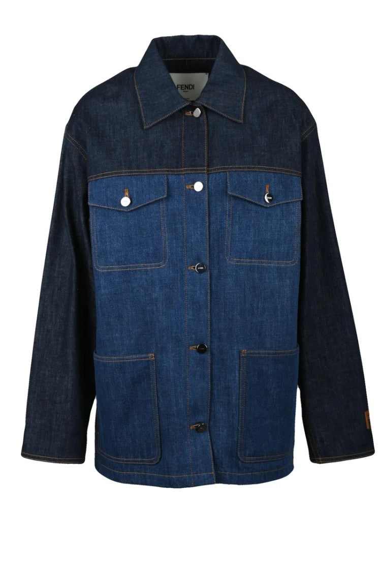 Fendi Rigid Denim Jacket - Blue