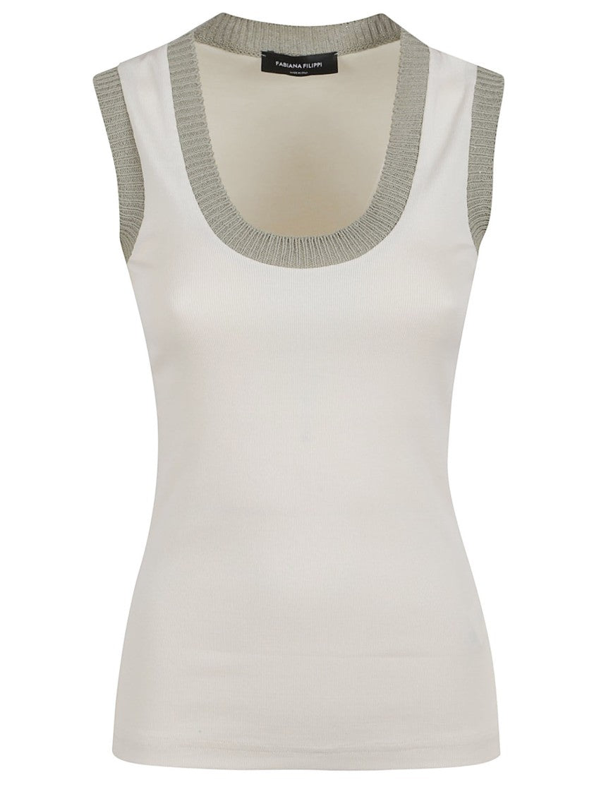 Fabiana Filippi Fitted Sleeveless Top With Ribbed Knit Trim