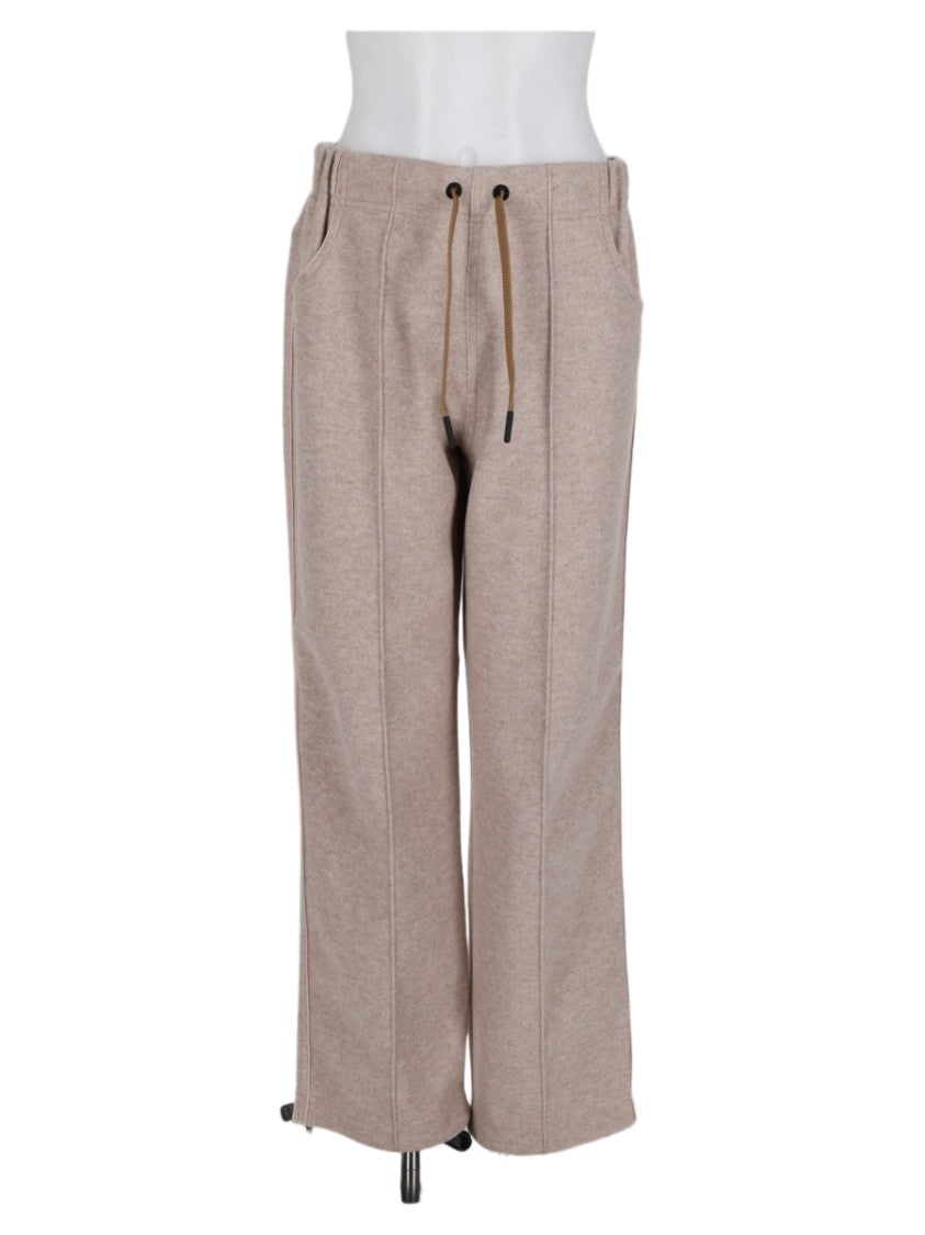 Moncler Grenoble White Drawstring Waist Flap Pocket Wide-Leg Pants