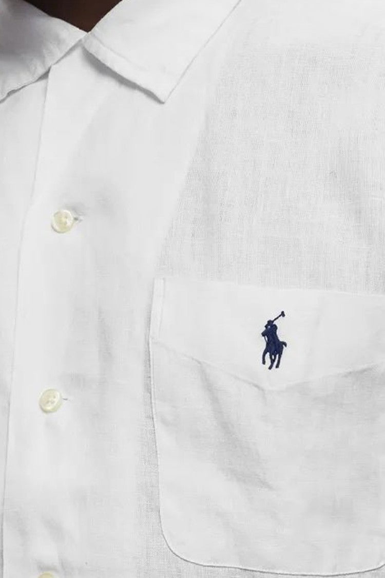 Polo Ralph Lauren White Linen Poplin Shirt Camp Collar