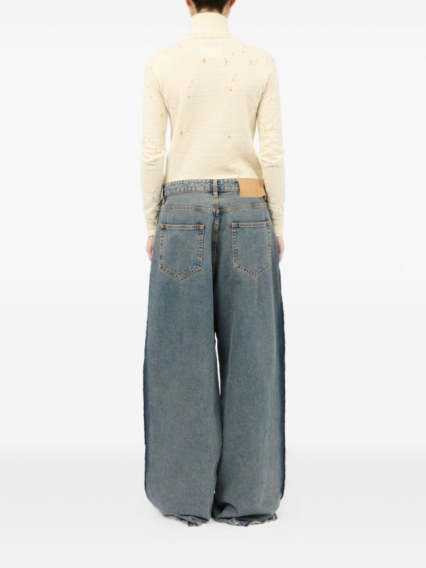 Mm6 By Maison Margiela Relaxed Wide-Leg Jeans With Distressed Edges