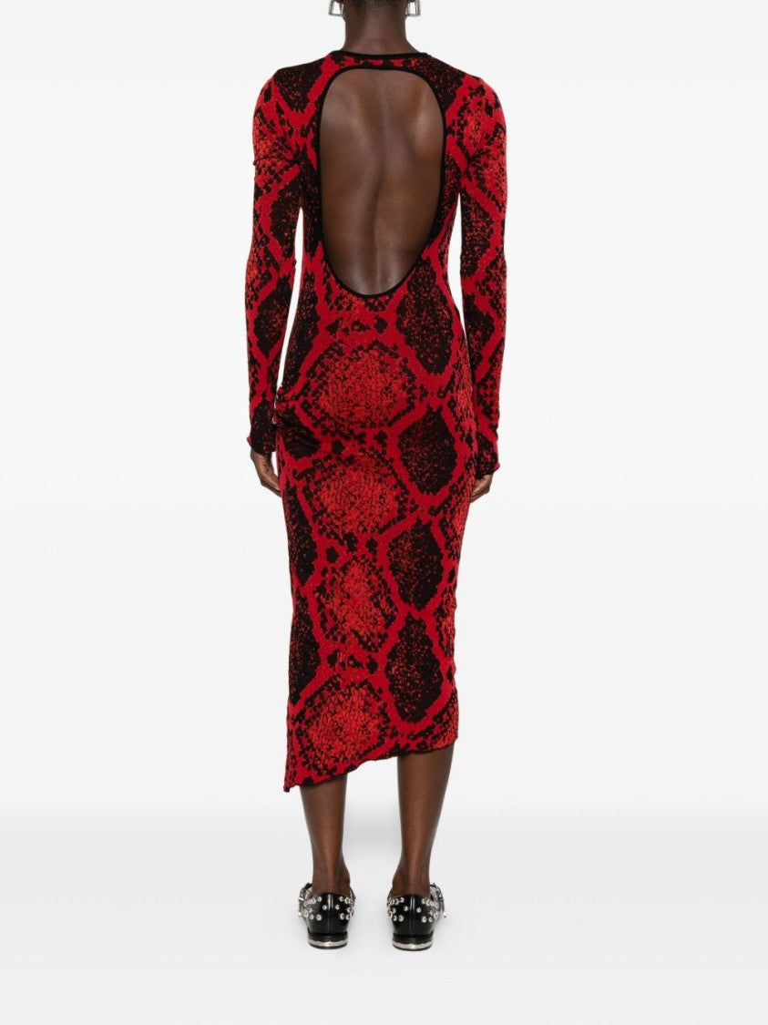 The Attico Python Print Midi Dress With Cut-Out Back