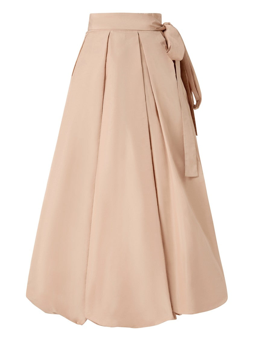 Pinko Cameo Pink Taffeta Skirt With Front Slit And Bow Detail