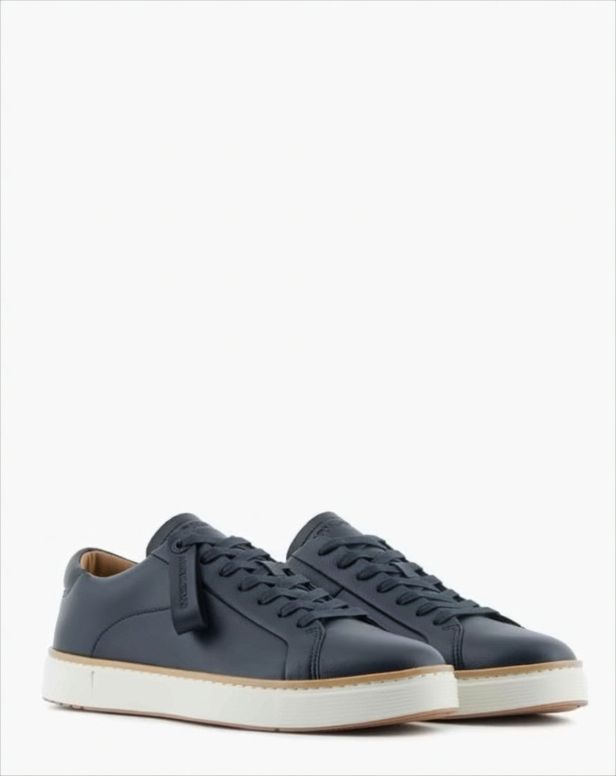 Emporio Armani Leather Sneakers With Contrasting Welt Detail