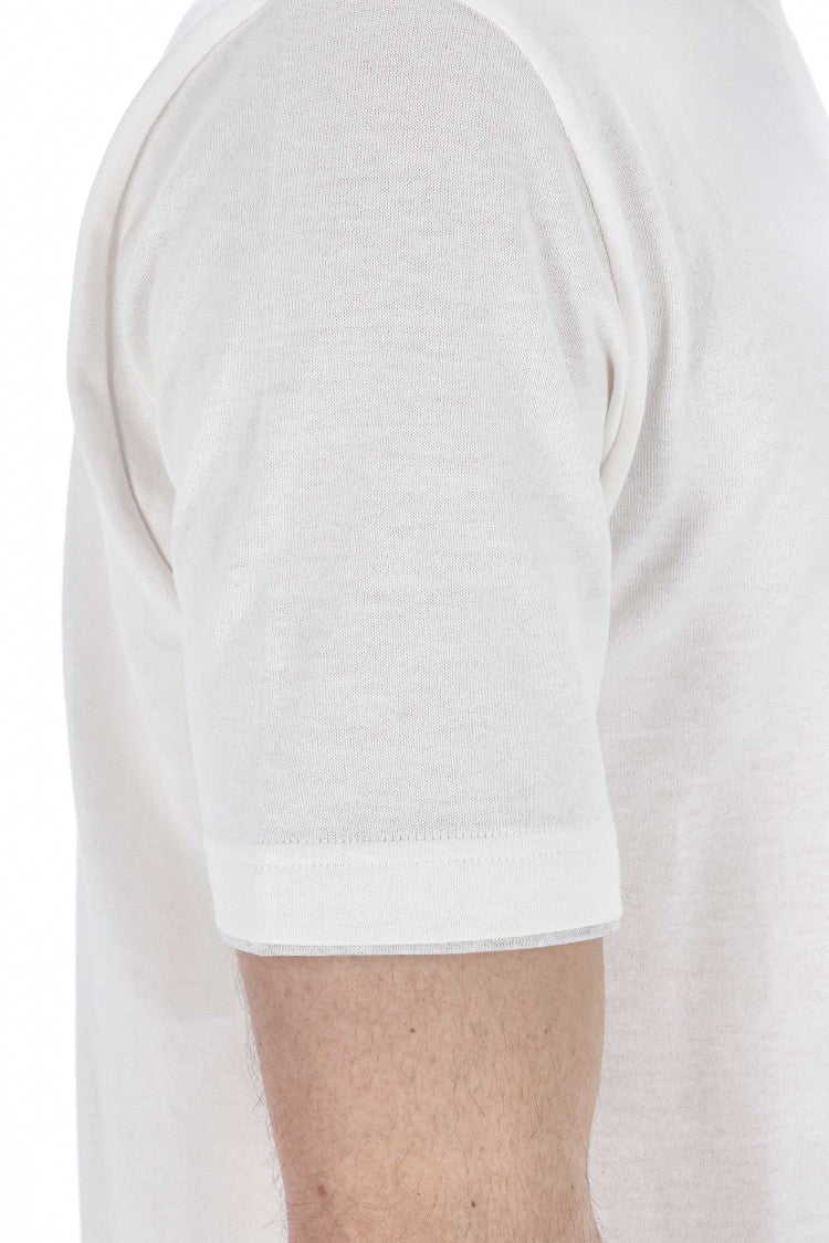 Eleventy White Double-Trim Cotton T-Shirt