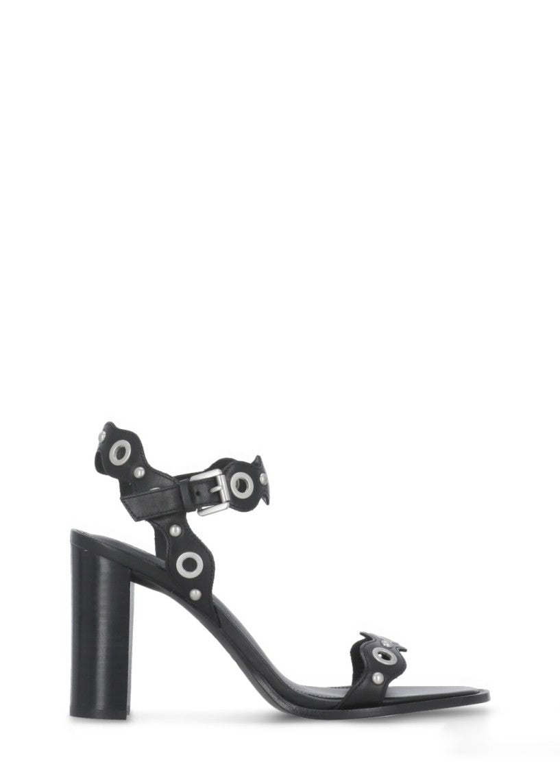 Ash Black Leather Keira Heeled Sandals