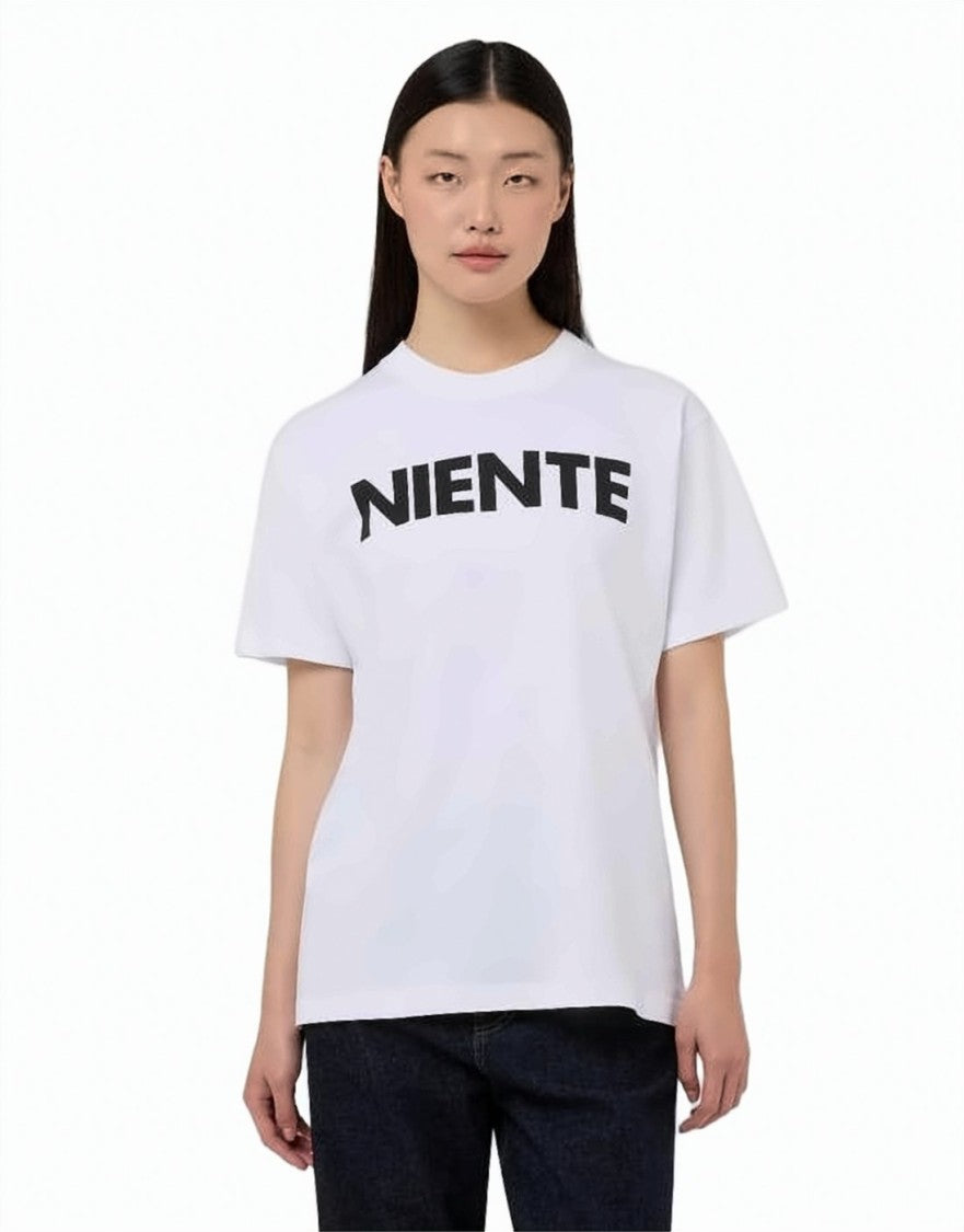 Moschino Short-Sleeved White T-Shirt With Bold Black 'Niente' Print