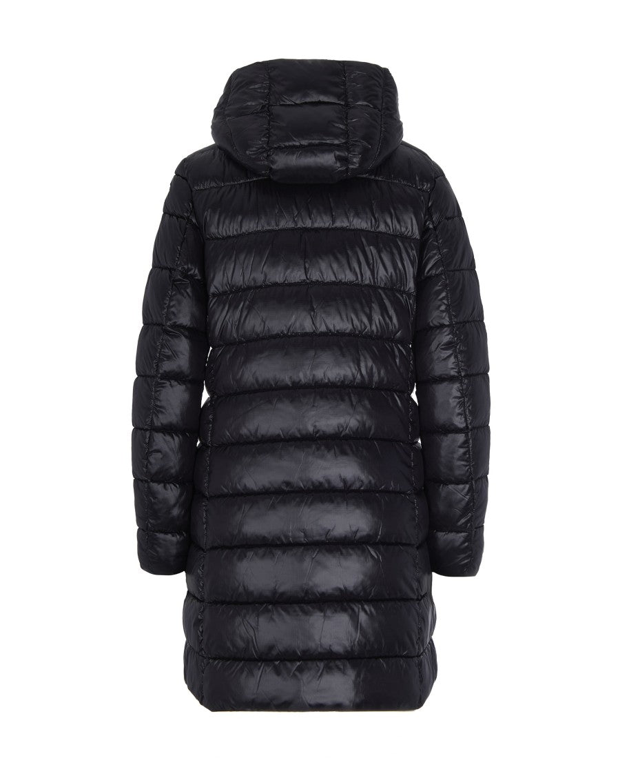 Blauer Black Adelaide Micro Rip Nylon Long Down Jacket