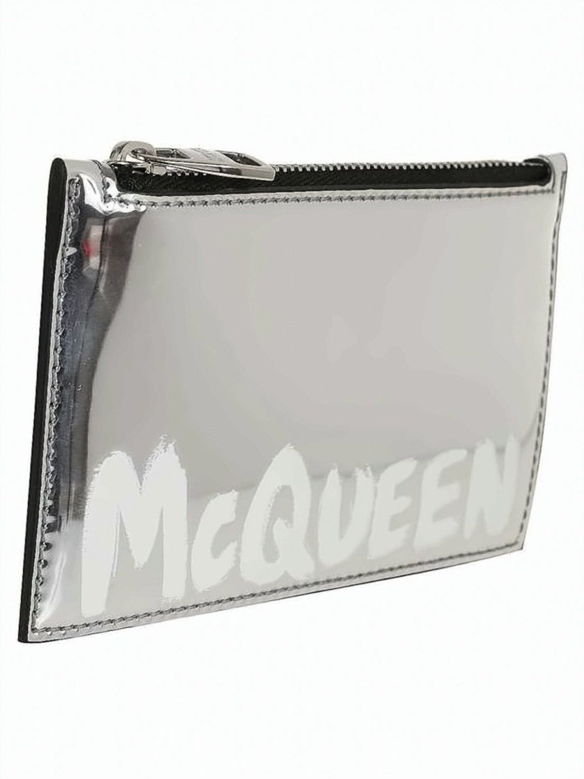 Alexander Mcqueen Rectangular Wallet In Laminated Leather With Reflective Finish