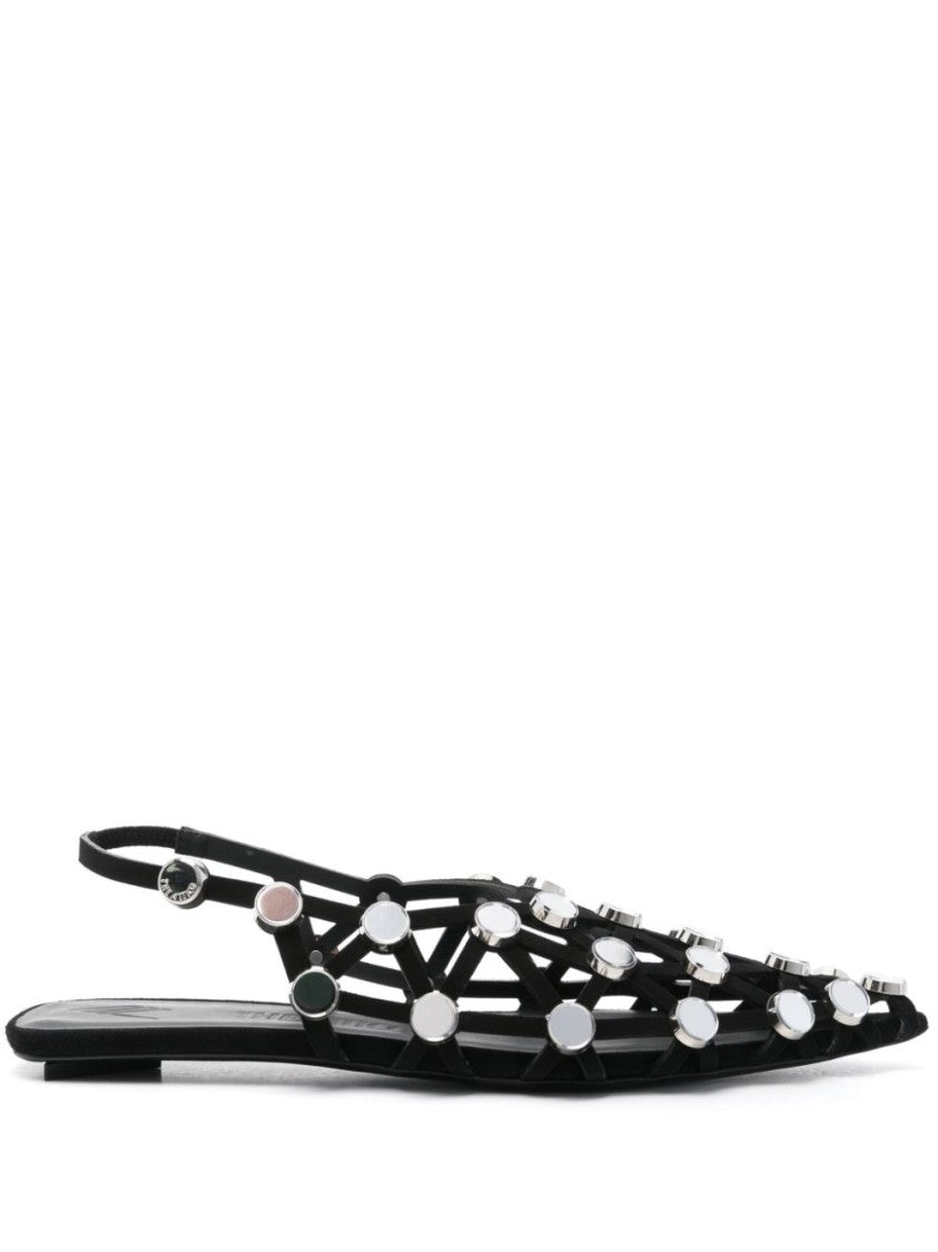 The Attico Black Crisscross Design Slingback Flats