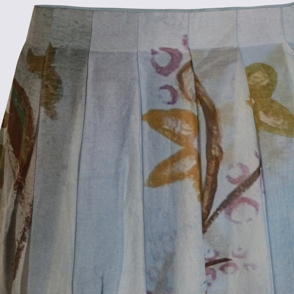 Talking Walls Pleated Artistic Skirt With Delicate Floral Print And Fitted Waistband