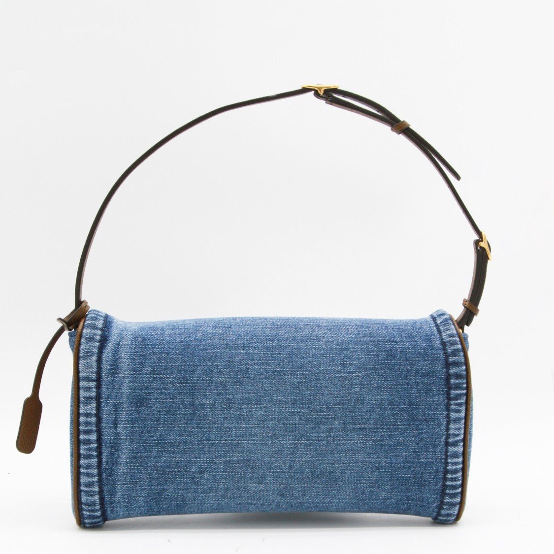 Valentino Garavani Structured Denim Shoulder Bag With Gold-Tone Emblem