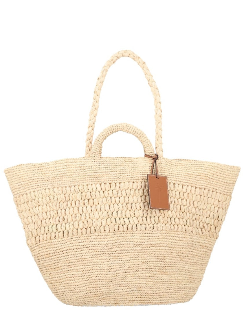 Manebi Fiji Woven Raffia Large Tote Bag