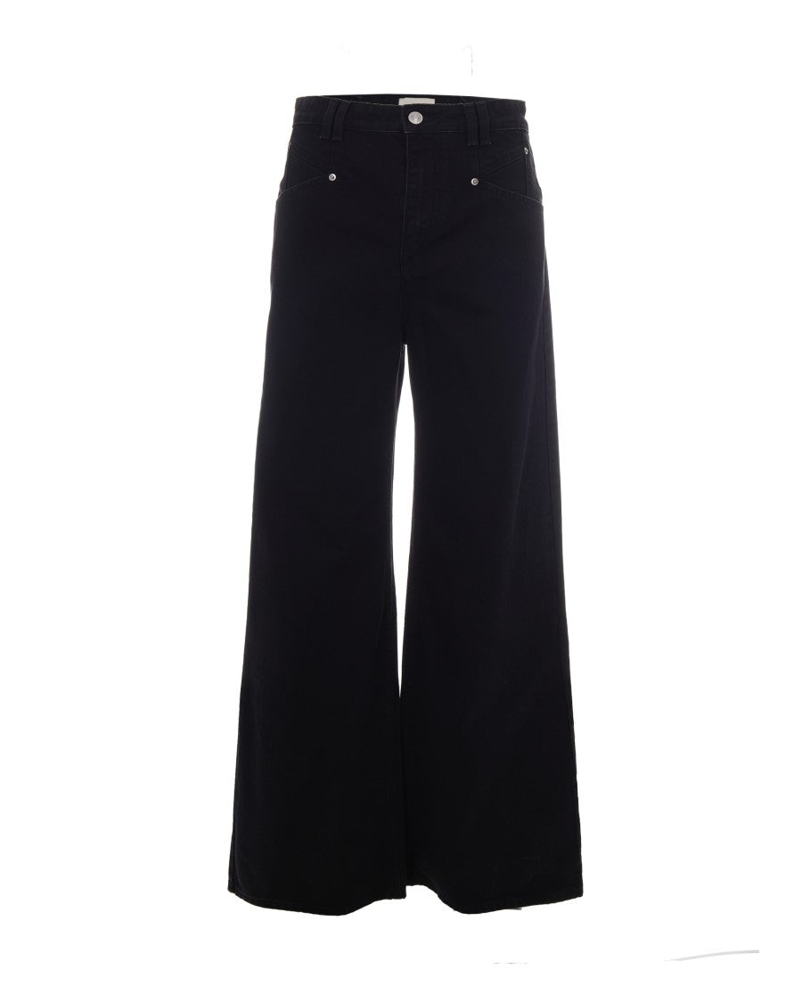 Isabel Marant Wide-Leg Faded Black Jeans With Concealed Closure