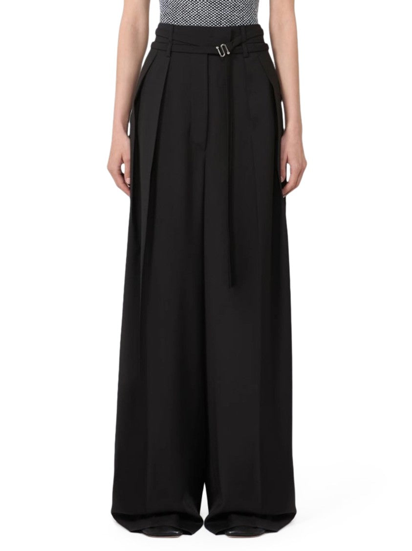 Max Mara Wide-Leg Trousers With Belt Detail And Pleated Front