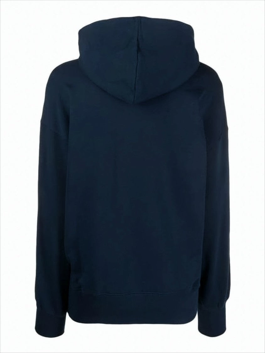 Msgm Navy Blue Hoodie With Bold Brushstroke Lettering