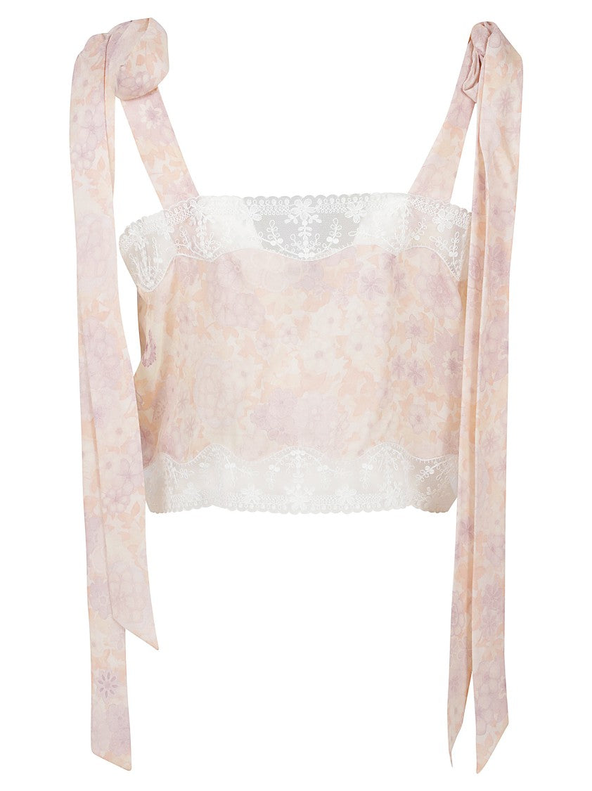 Chloé Silk Floral Lace Tank Top