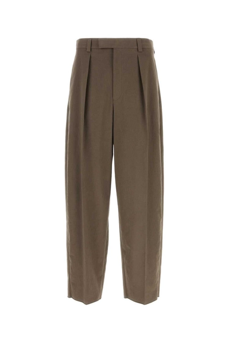 Salvatore Ferragamo Mud Stretch Cotton Wide-Leg Pant