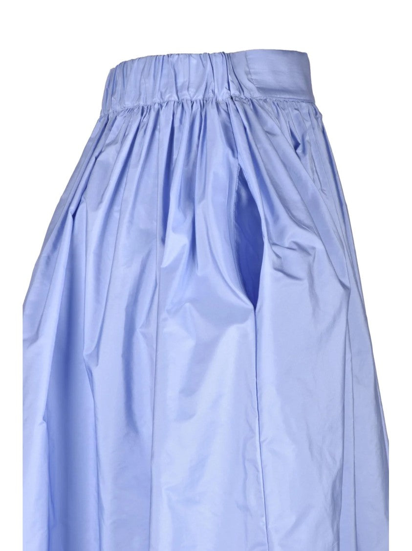 Cogo Light Blue Fluid Taffeta Flared Maxi Skirt