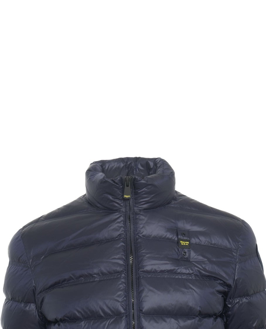 Blauer Quilted Puffer Jacket With High Collar And Functional Pockets