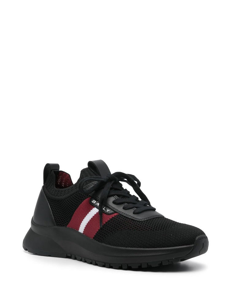 Bally Black Stripe Accents Leather Sneakers
