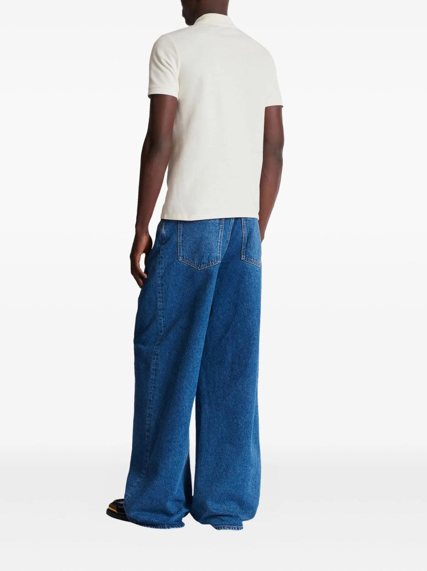 Balmain White Classic Ss Cotton Polo Shirt