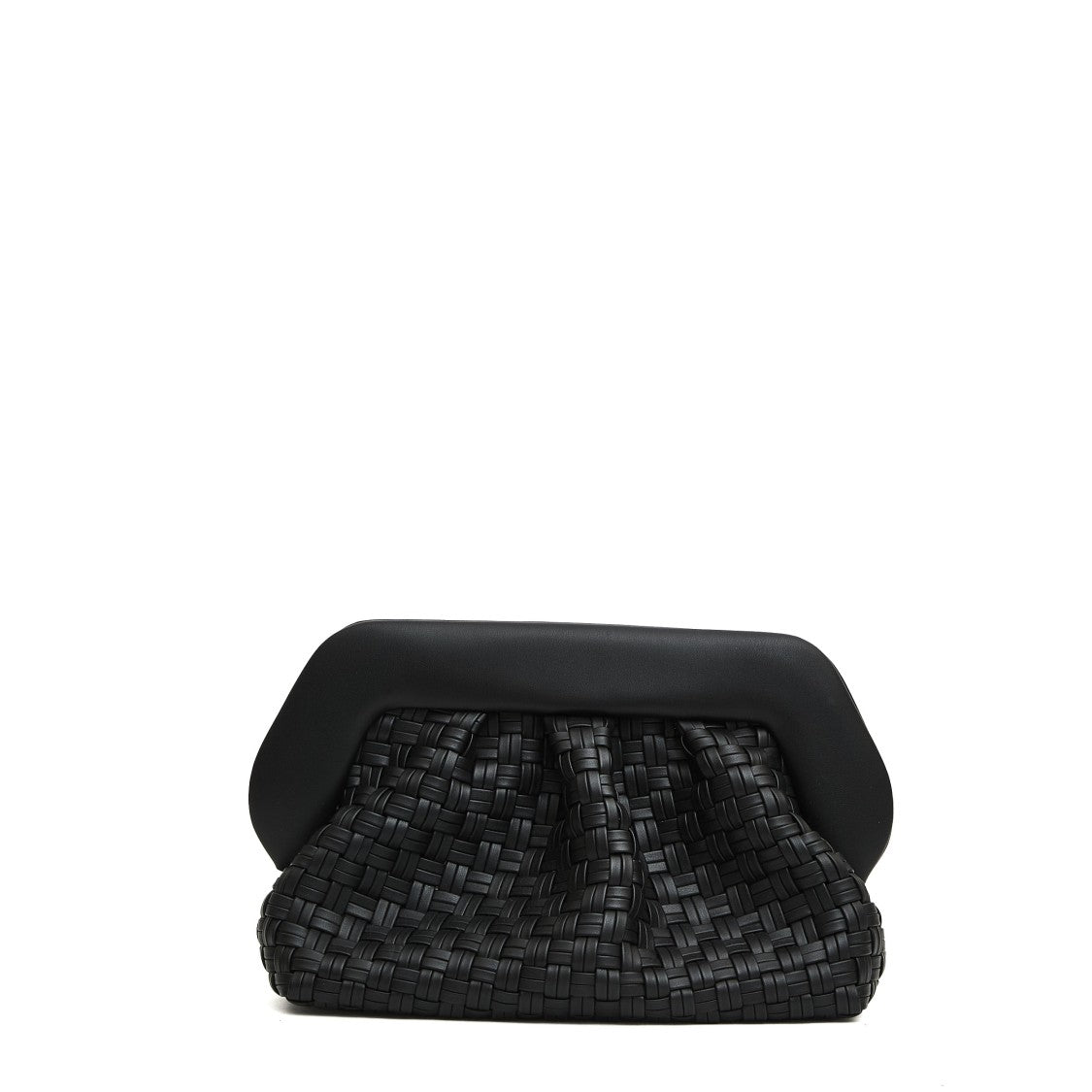 Themoirè Large Woven Vegan Leather Clutch With Shoulder Strap