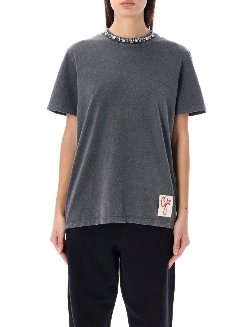 Golden Goose Dark Grey Strass Collar T-Shirt