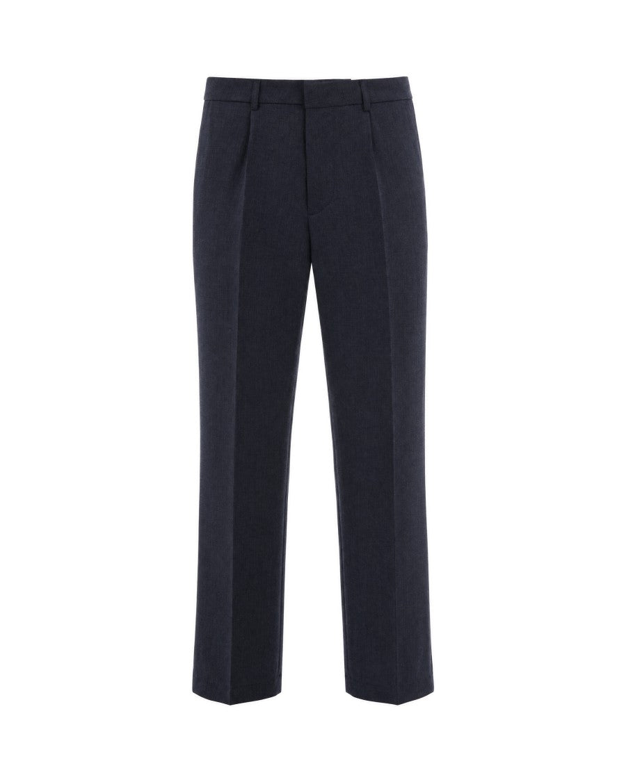Thestroy Denim Blue Aura Double Pleat Stretch Twill Straight-Leg Pants