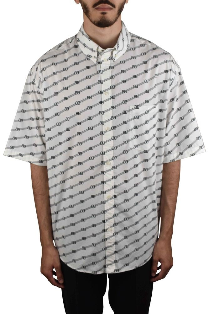 Balenciaga Monogram Pattern White Cotton Shirt