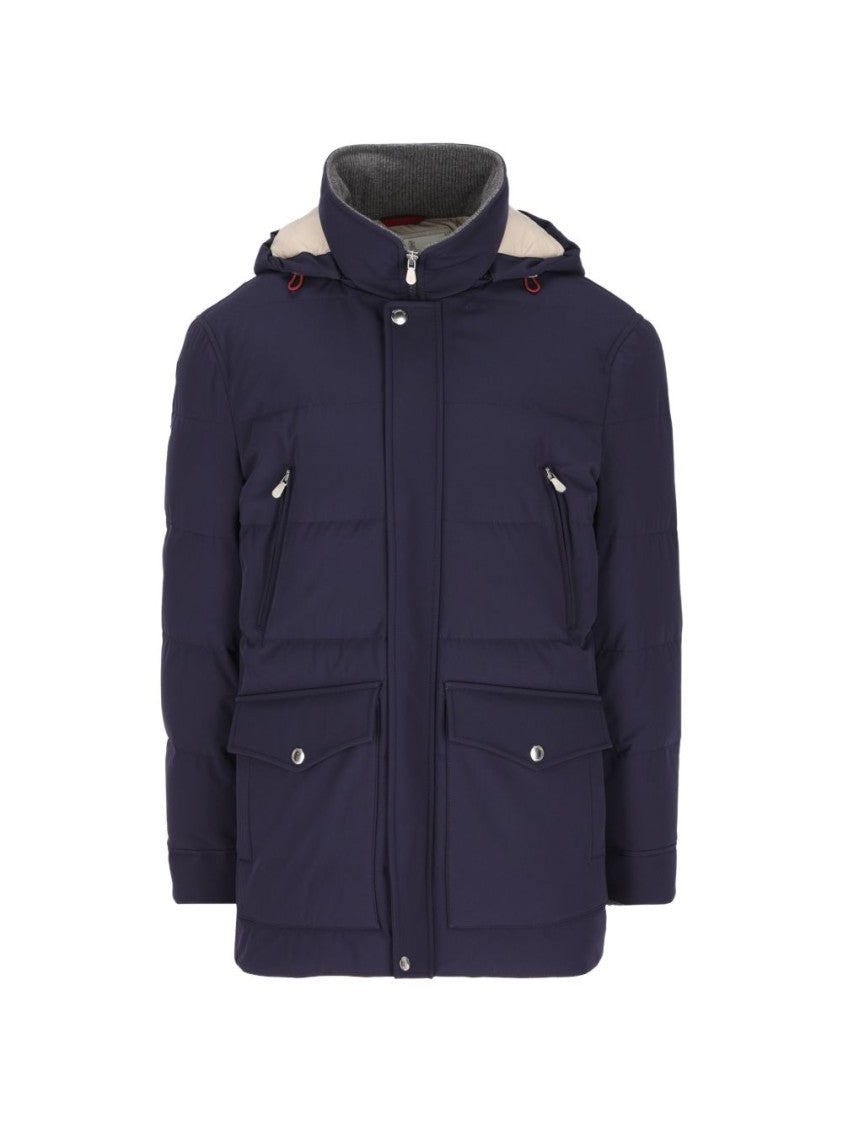 Brunello Cucinelli Black Padded Quilted Detachable Hood Jacket