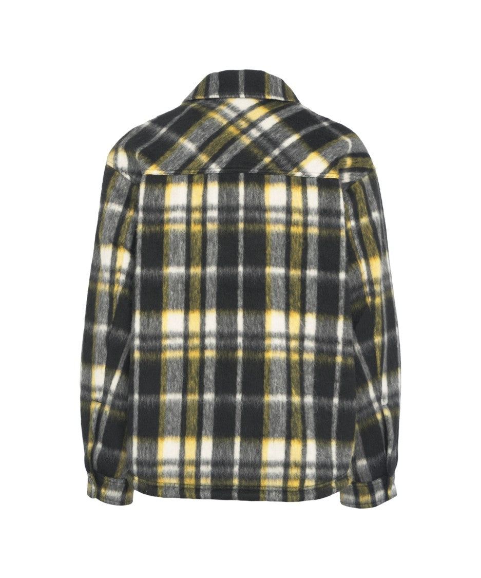 Represent Plaid Patterned Button-Up Overshirt In Black