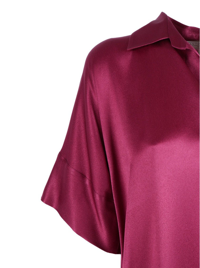 Antonelli Firenze Burgundy Notched Collar Day Dress
