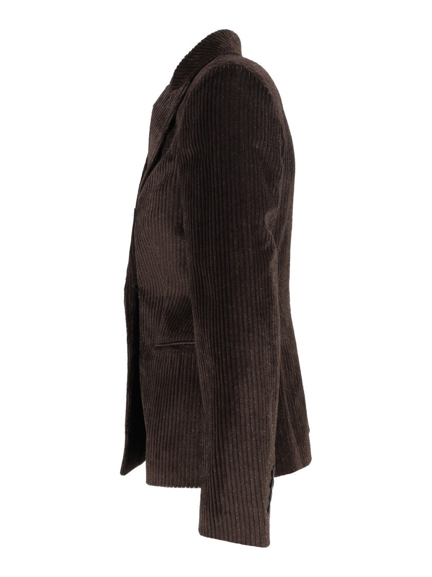 Peserico Textured Corduroy Double-Breasted Jacket