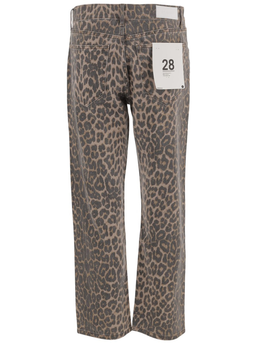 Re/Done Cropped Straight-Leg Jeans With Animal Print And Belt Loops