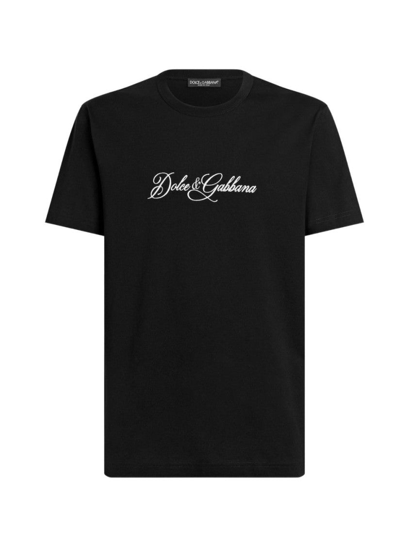Dolce & Gabbana Black Classic Fit Cotton Ribbed T-Shirt