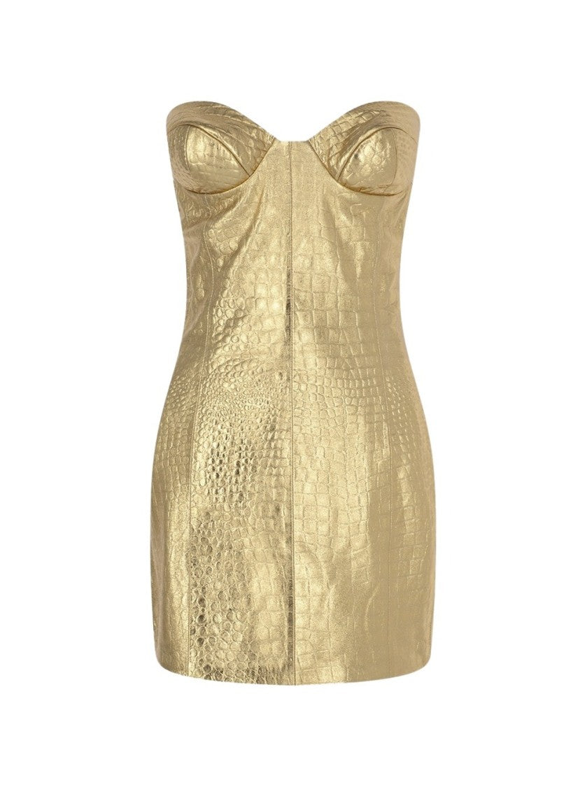 The New Arrivals By Ilkyaz Ozel Rochelle Leather Mini Dress - Solar Eclipse