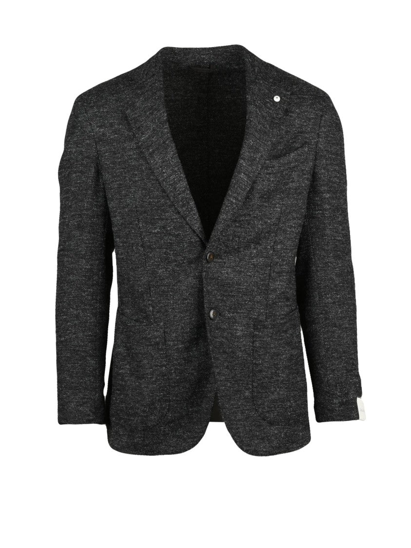 L.B.M. 1911 Rounded Modern Jacket With Notched Lapel And Herringbone Pattern