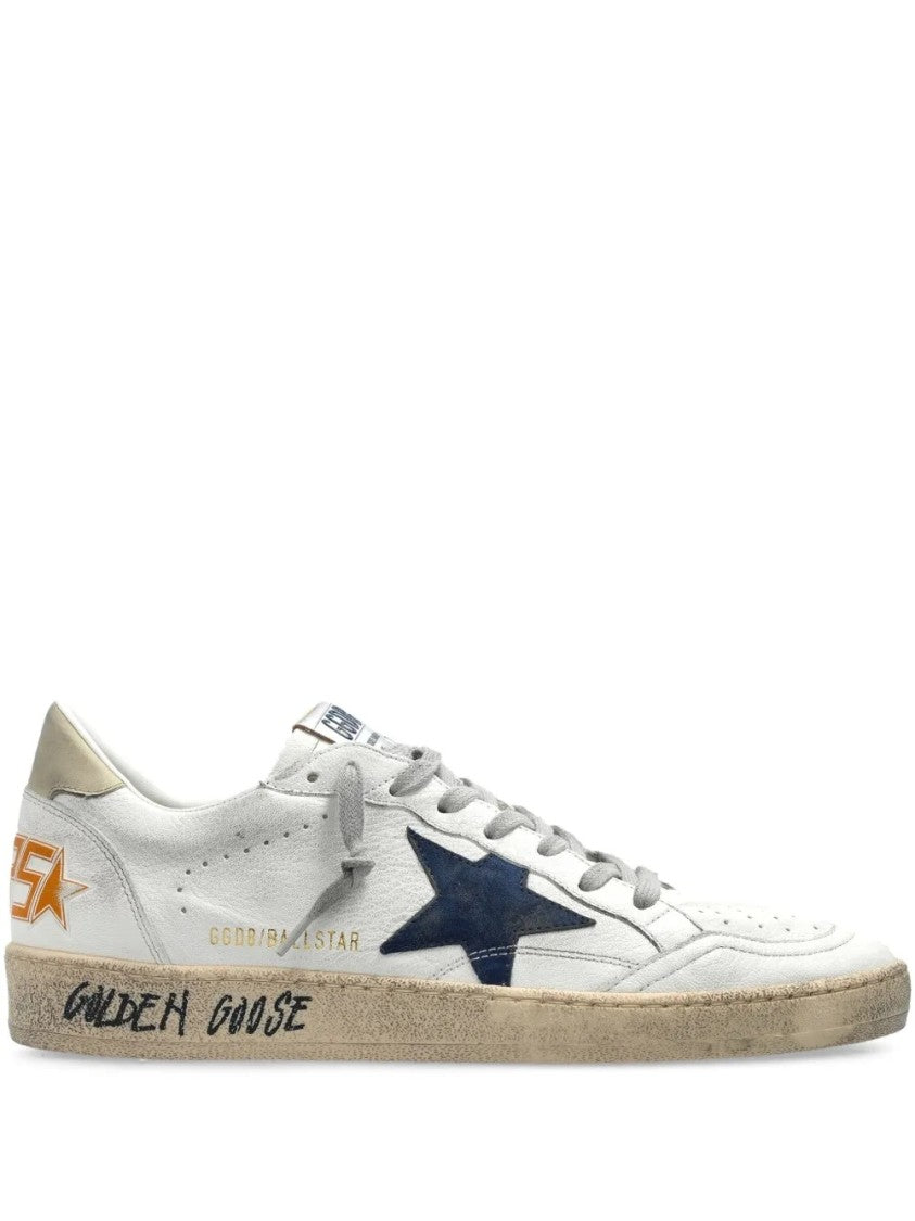 Golden Goose Distressed Low-Top Sneakers With Star Detail And Vintage Aesthetic