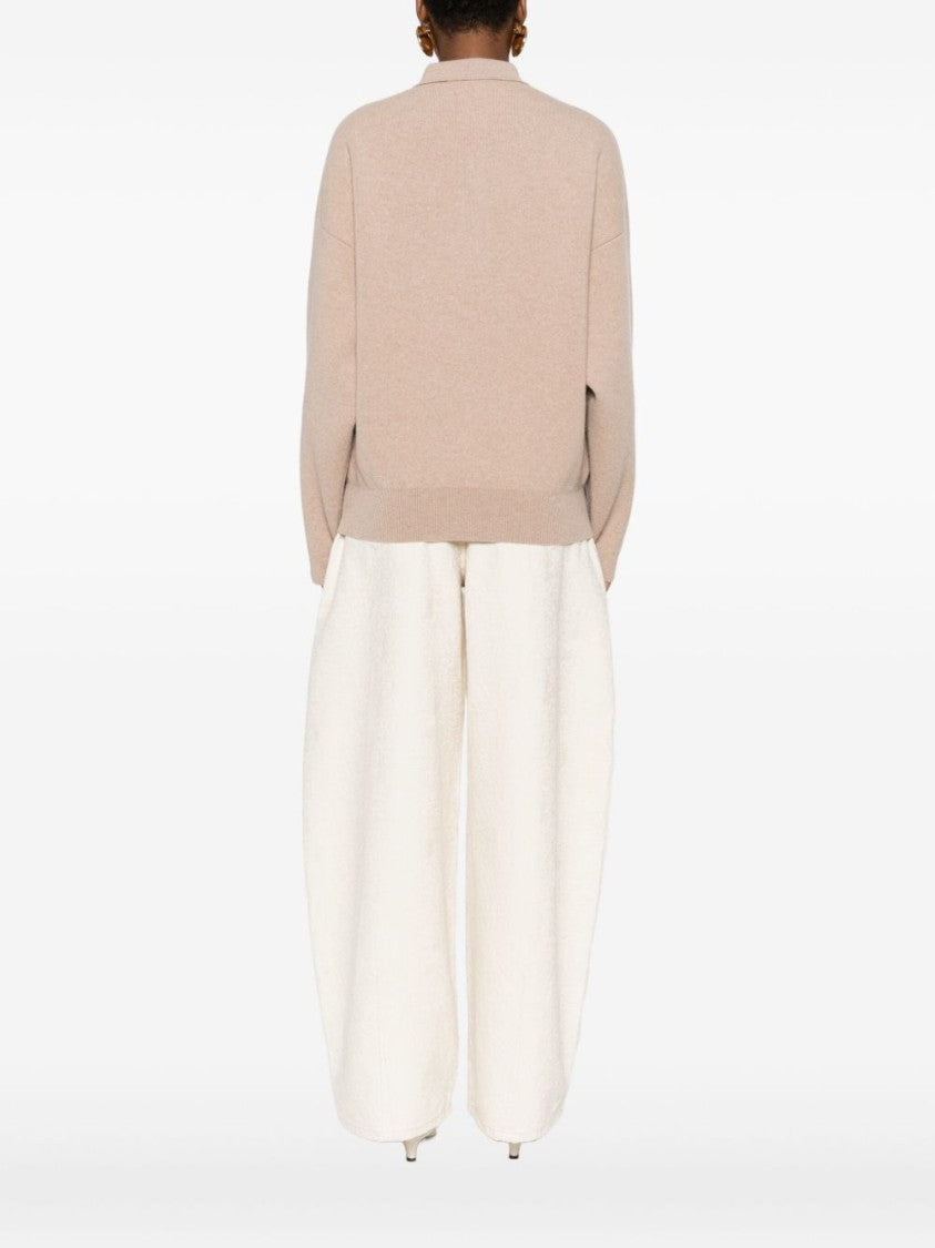 Jacquemus Beige Polo Neck Wool Cashmere Sweater