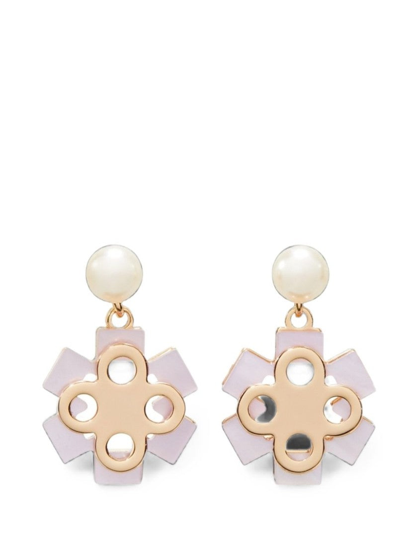 Tory Burch Forget Me Not Glass Pearl Drop Earrings