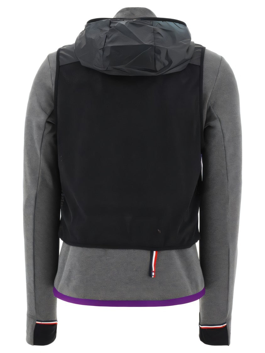 Moncler Layered Grey Jacket With Vibrant Purple Panel