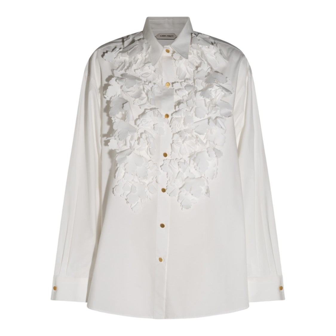 Alberta Ferretti White Floral Appliqué Detailed Shirt